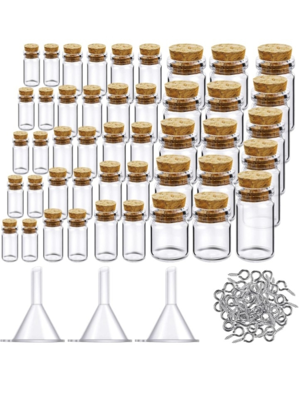 Small Glass Jars with Cork Lids for Spells, 0.5ml, 1ml, 3ml, 5ml, 10ml
45 Pcs In